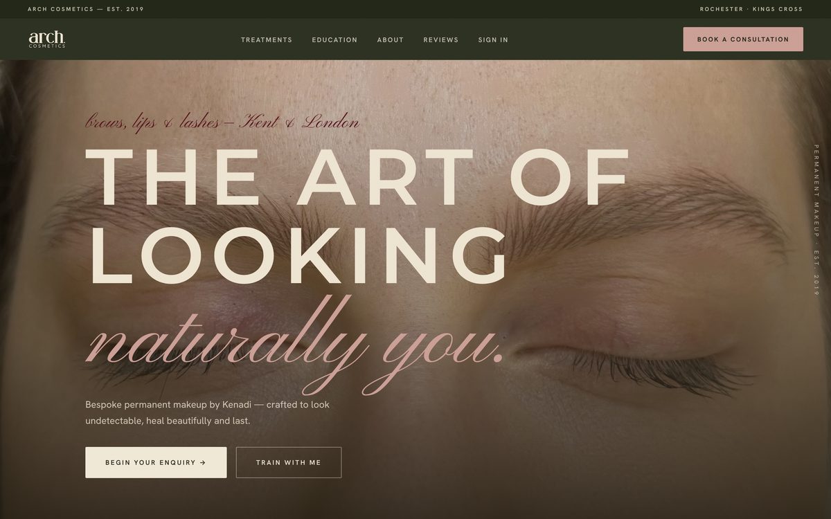 The Arch Cosmetics homepage