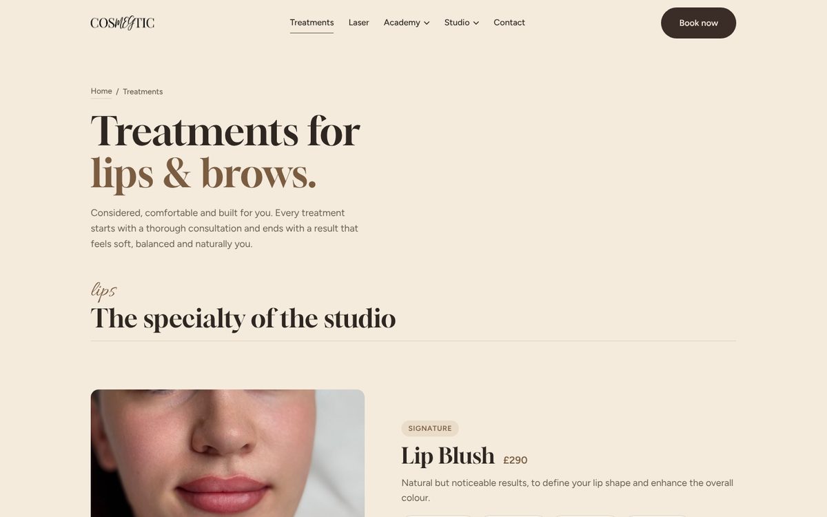 Treatments page